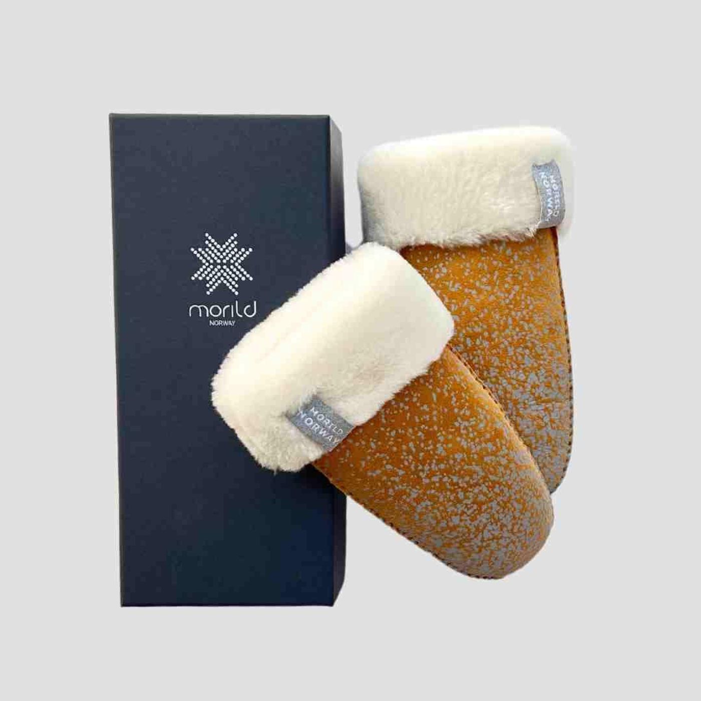 Edel skinnvotter med refleks, brun