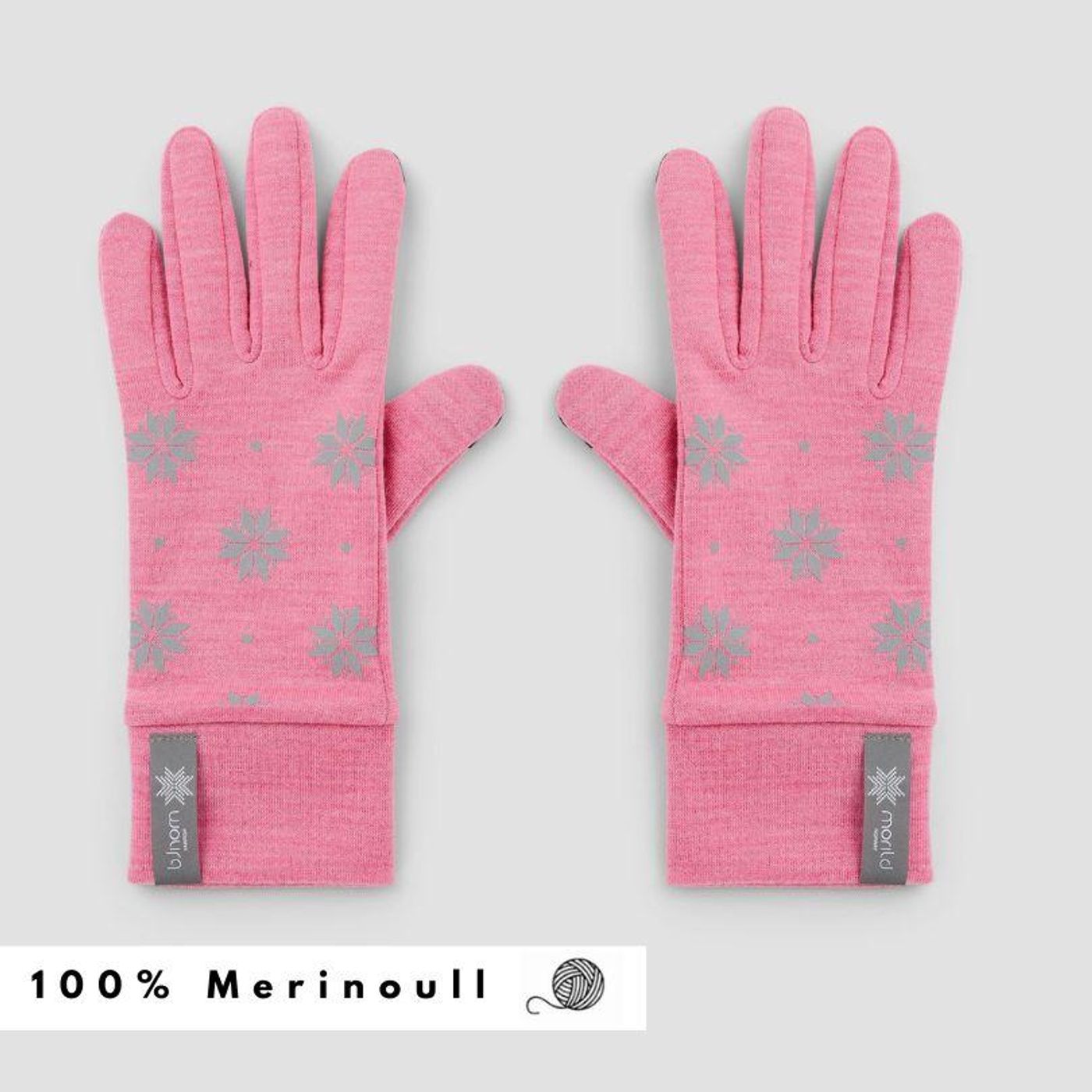 Morild Krystall ull-hansker med refleks, Rosa - Outlet