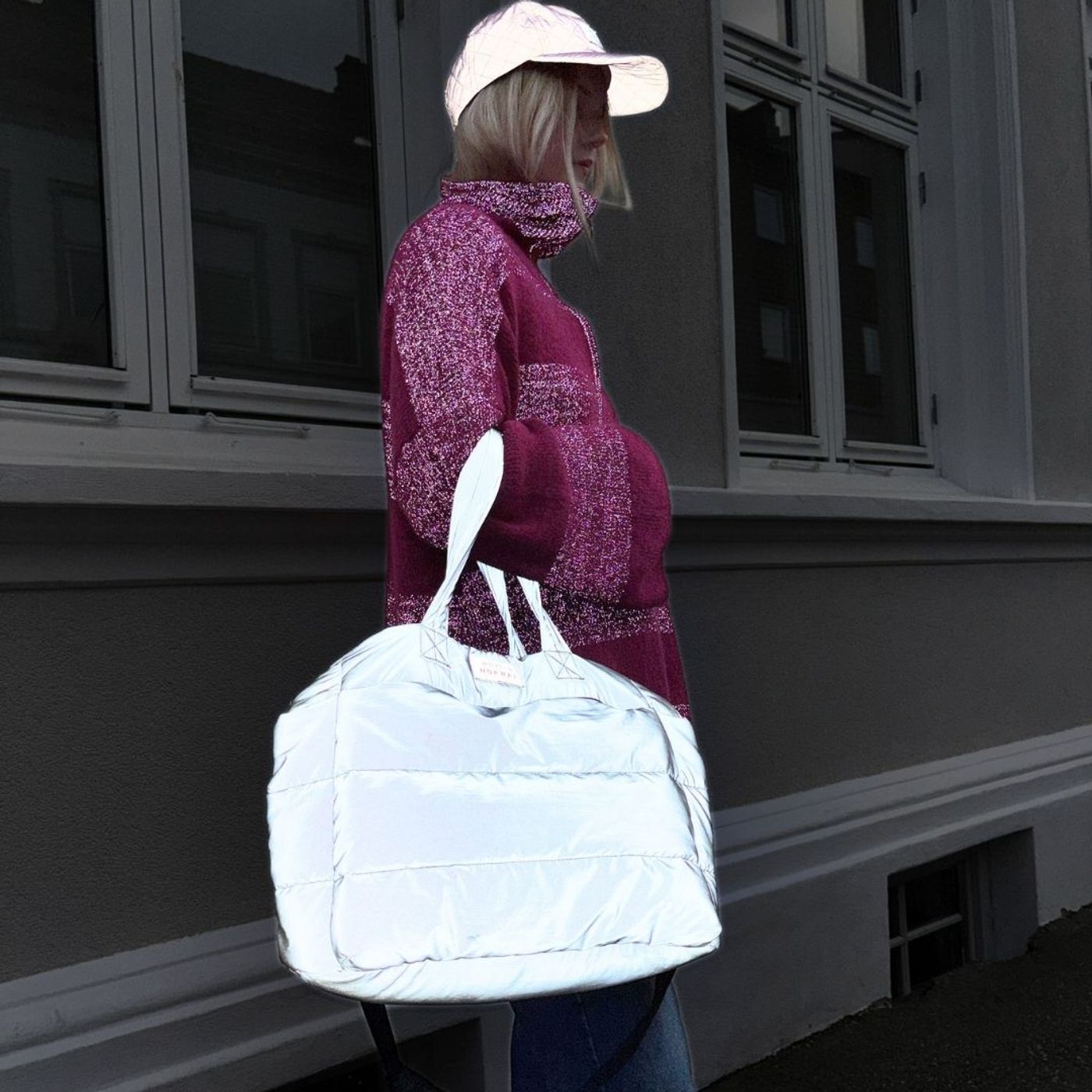På farten zip veske med refleks, grå