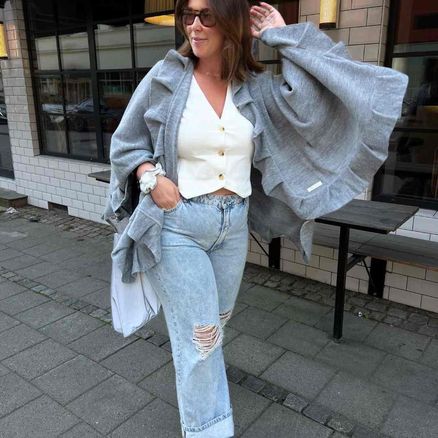 Morild Volang Sjal refleks, grå