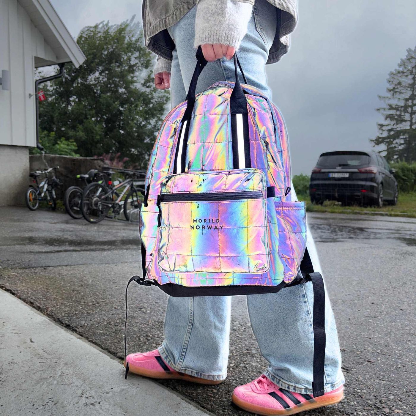 Morild Se Meg Quilt Ryggsekk med refleks, sølv